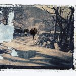 Der Schrecken des Faktischen, Tusche auf Polaroidtransfer, 7,5 x 10 cm, 2018