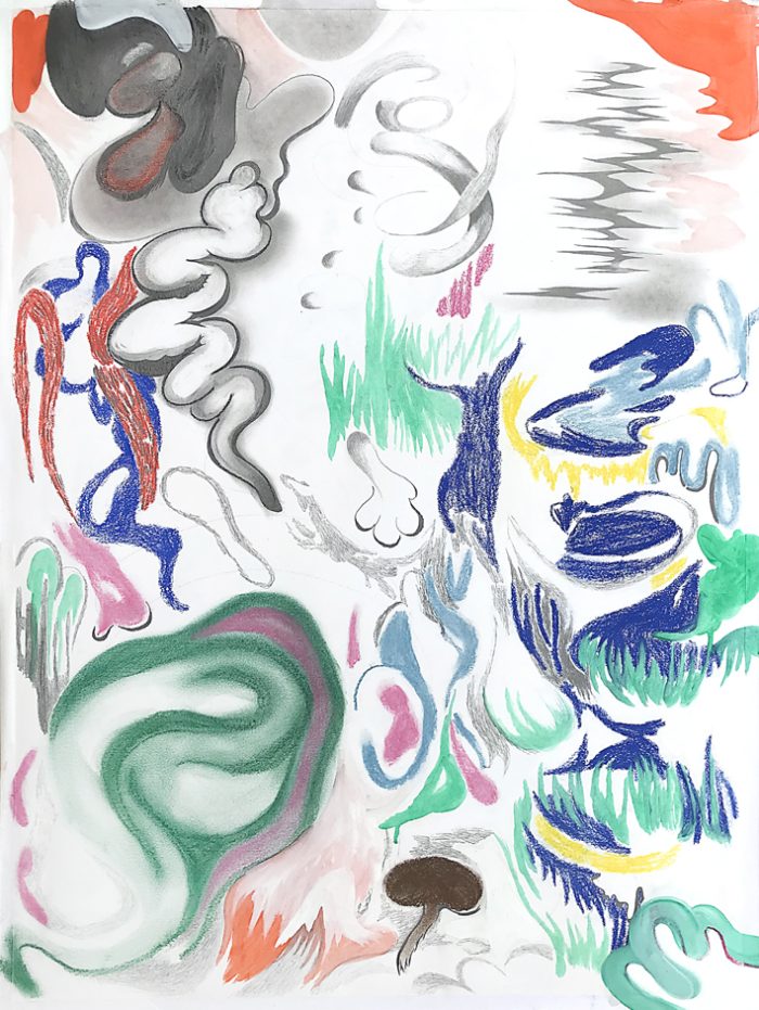 Der See, Crayon, pastell, oil, 80 x 60 cm, 2022