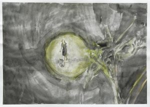 Kleine im Licht, Tusche, Aquarell, 29,5 x 42 cm, 2009