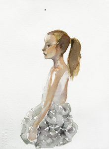 Mädchen mit Fliege, Aquarell, 38 x 28 cm, 2010