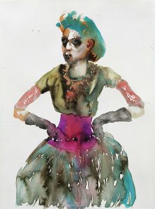 Tänzerin, Aquarell, 38 x 28 cm, 2010