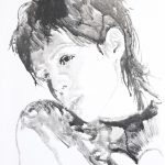 Neo-Hippie, Tusche auf Leinwand, 50 x 40 cm, 2019