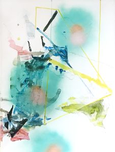 Birds Nest, Watercolour, spraypaint, crayon, 80 x 60 cm, 2023