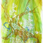 Tree on green field, Gouache, Eggtempera, Coloured Pencil on paper, 80 x 60 cm, 2023