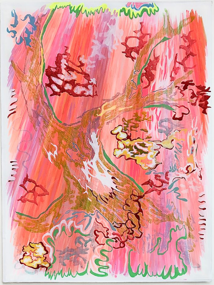 Tree with fingers, Gouache, Eggtempera, Crayon, 80 x 60 cm 2023