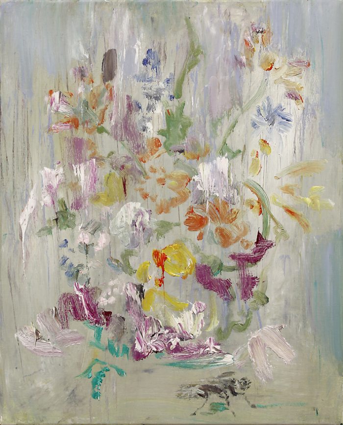 Flowers with fly, Oil on fabric, 50 x 40 cm, 2024