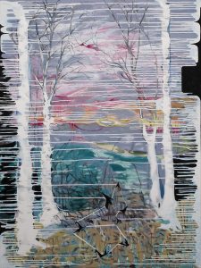 Heimat, Oil, crayon on fabric, 150 x 120 cm, 2024