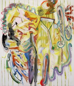 Das Fest, Oil, spraypaint on fabric, 150 x 130 cm, 2024