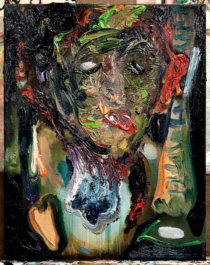 Portrait, Oil on fabric, 30 x 25 cm, 2026