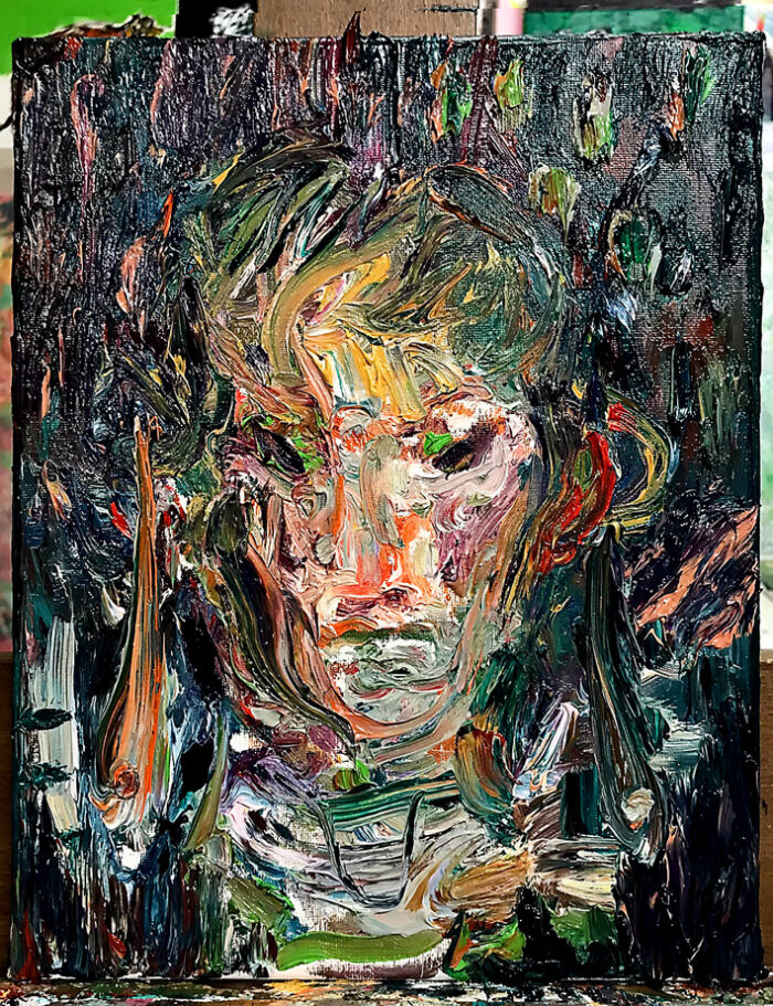 Portrait, Oil on fabric, 30 x 25 cm, 2026